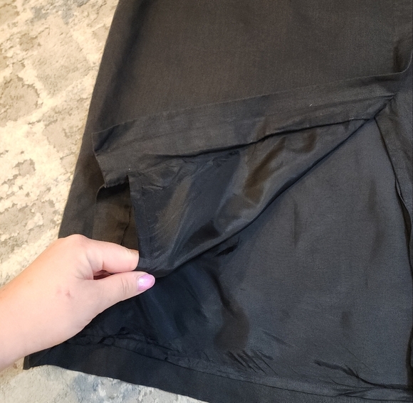 Pursuits Ltd linen black maxi skirt slit lined women's  size 10. - Picture 5 of 14
